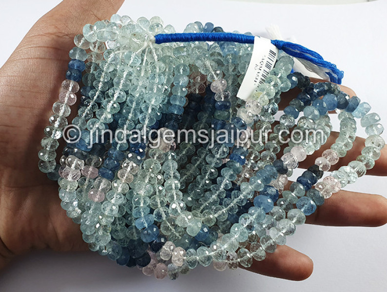 Multi Aquamarine Faceted Roundelle Shape Big Beads