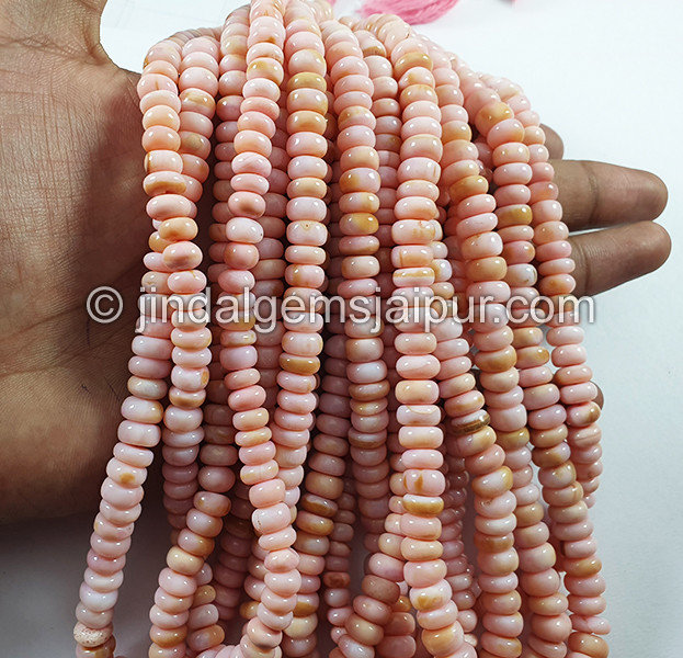Pink Opal Smooth Roundelle Shape Beads