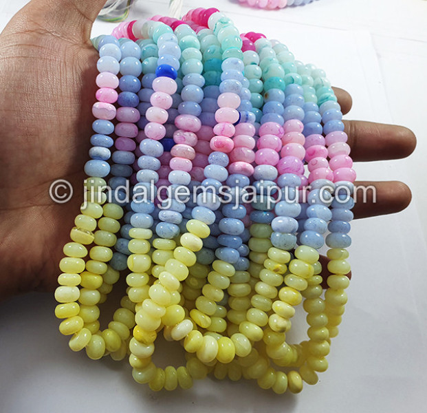 Multi Opal Smooth Roundelle Shape Beads