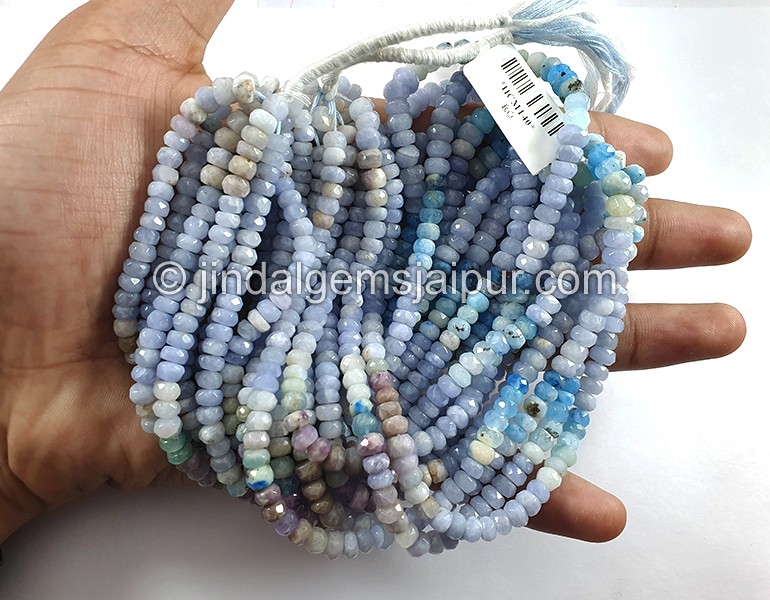 Hackmanite Shaded Faceted Roundelle Shape Beads