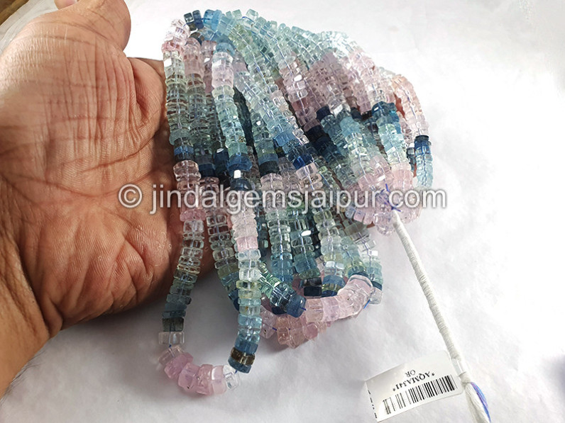 Multi Aquamarine Step Cut Bolt Shape Beads