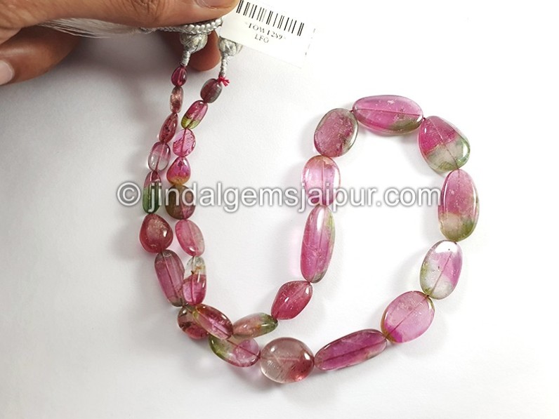 Bi Color Tourmaline Smooth Nuggets Shape Beads
