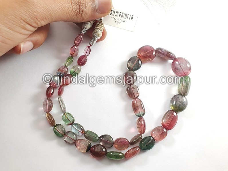 Bi Color Tourmaline Smooth Nuggets Shape Beads