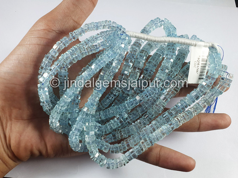 Aquamarine Step Cut Bolt Shape Beads