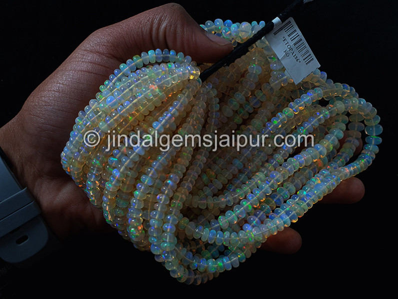 Orange Ethiopian Opal Smooth Big Roundelle Shape Beads