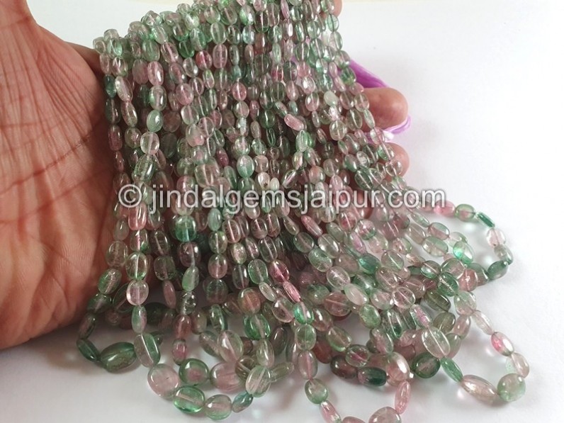 Bi Color Tourmaline Smooth Oval Beads