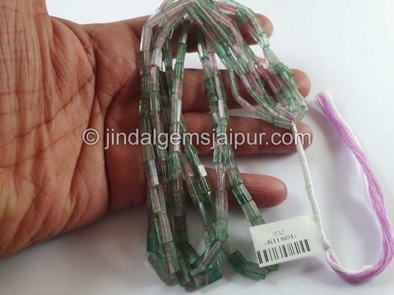Bi Color Tourmaline Faceted Pipe Beads