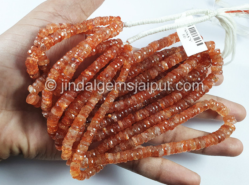 Sunstone Faceted Tyre Shape Beads