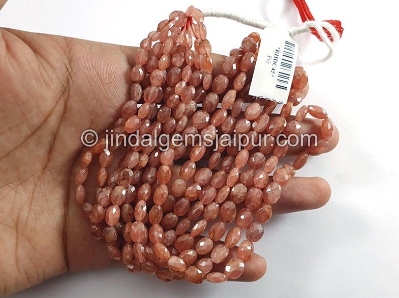 Rhodochrosite Peru Faceted Oval Shape Beads
