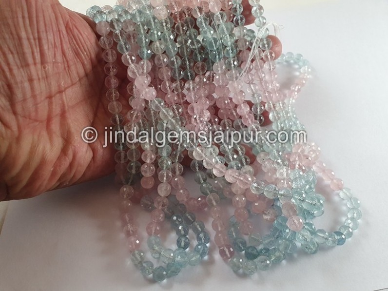 Multi Aquamarine Faceted Round Balls Beads