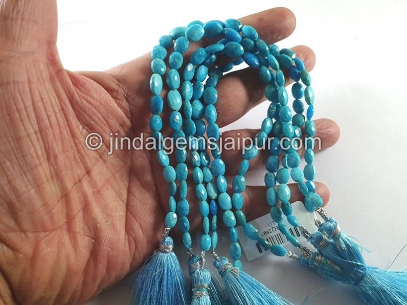 Turquoise Arizona Faceted Oval Shape Beads