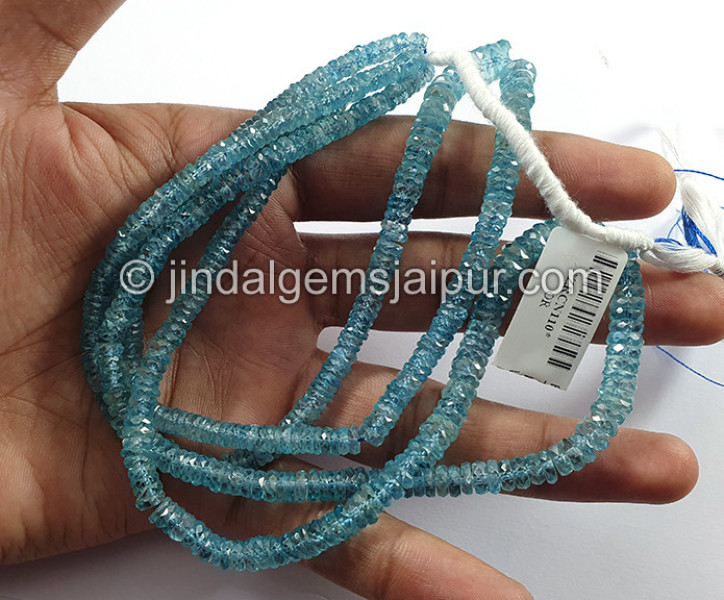 Blue Zircon Faceted Tyre Shape Beads