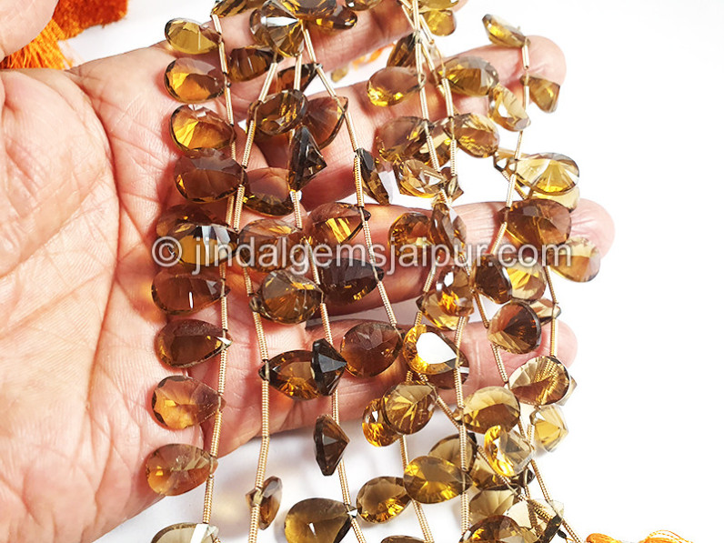 Coganac Quartz Concave Cut Pear Shape Beads