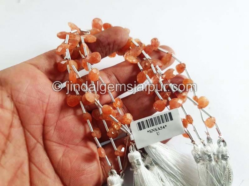 Sunstone Faceted Pear Shape Beads