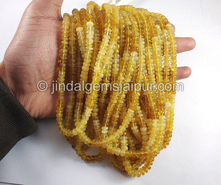 Yellow Opal Smooth Roundelle Shape Big Beads