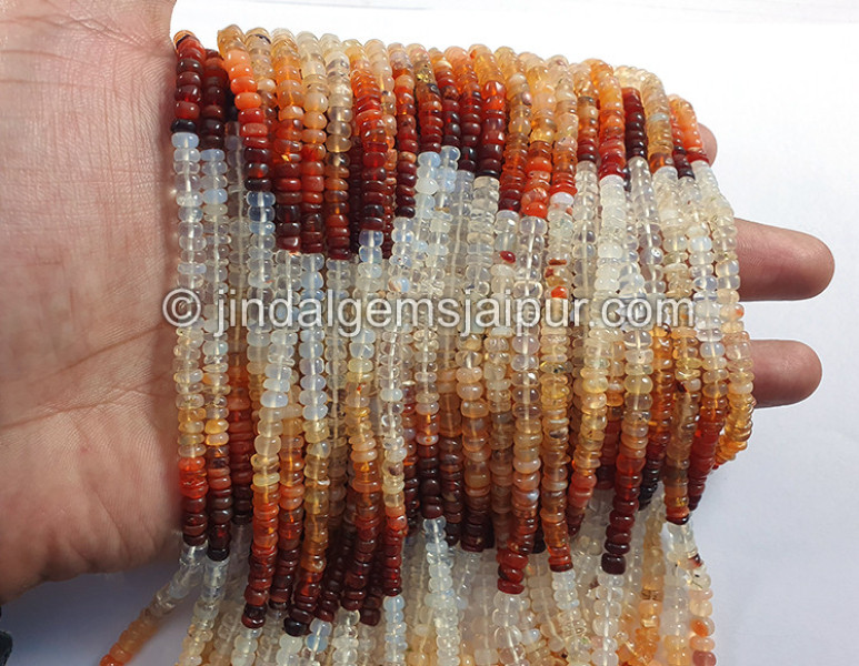 Fire Opal Smooth Roundelle Shape Beads