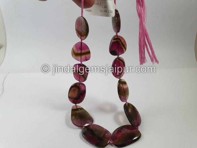 Watermelon Tourmaline Smooth Slices Beads