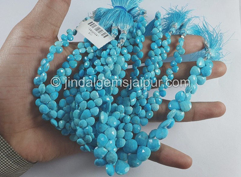 Turquoise Faceted Heart Shape Beads