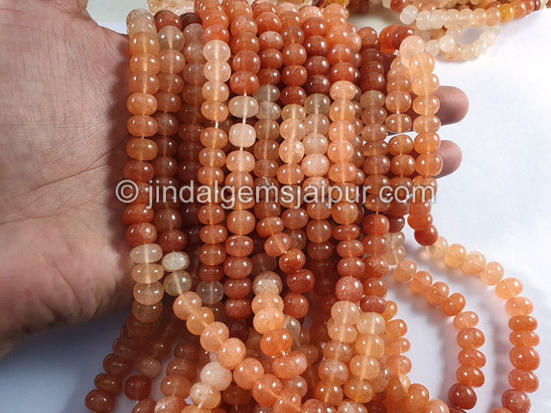 Orange Aventurine Smooth Roundelle Shape Big Beads