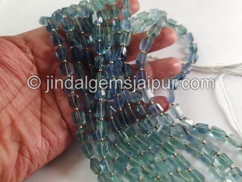 Bluish Green Fluorite Faceted Nugget Beads