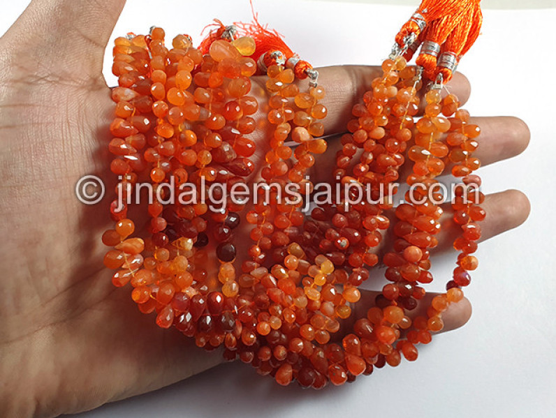 Fire Opal Faceted Drops Shape Big Beads