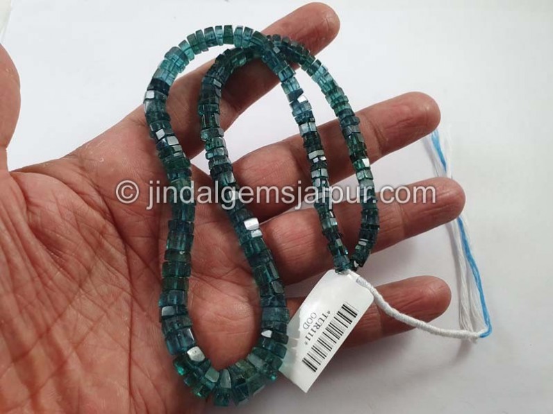Blue Tourmaline Step Cut Roundelle Beads