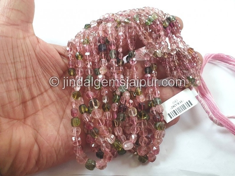 Tourmaline Step Cut Bicone Beads