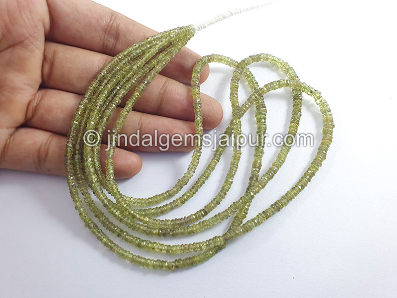 Green Sapphire Faceted Tyre Shape Beads