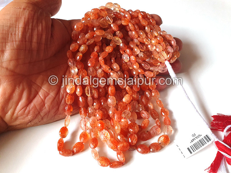 Sunstone Shaded Faceted Oval Shape Beads