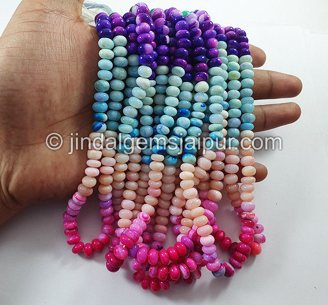 Multi Opal Smooth Roundelle Shape Beads