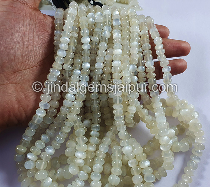White Moonstone Smooth Roundelle Shape Beads