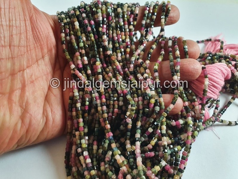 Tourmaline Multi Cut Cube Beads