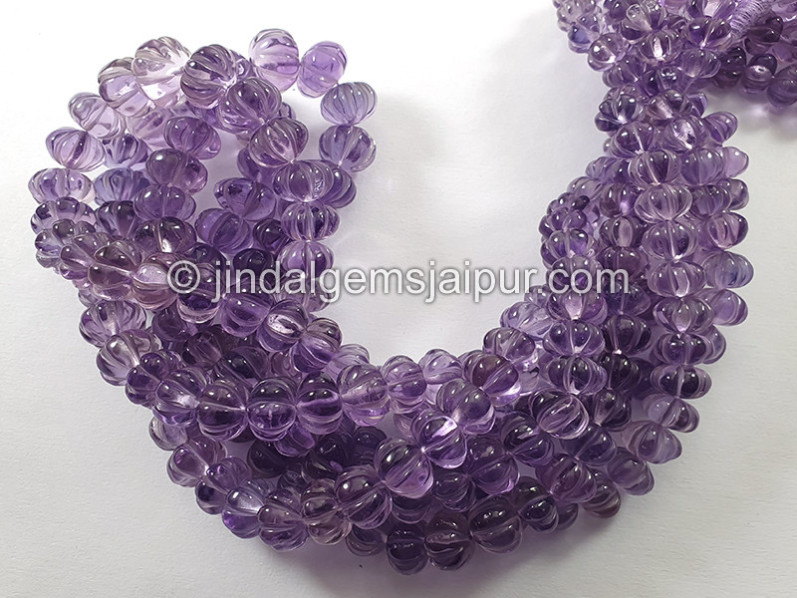 Pink Amethyst Carved Pumpkin Shape Deep Beads