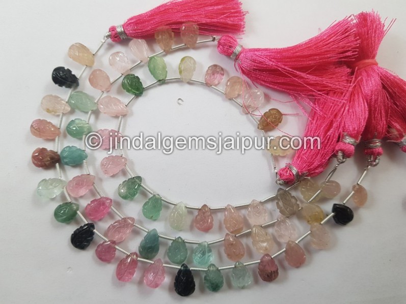 Afghan Tourmaline Carved Pear Beads
