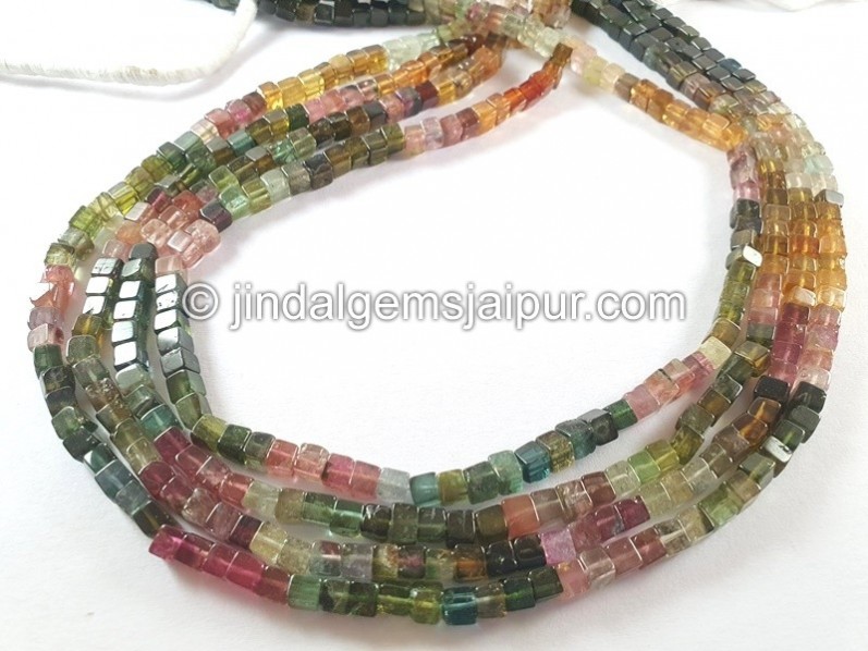 Tourmaline Smooth Cube Beads -- TURA488