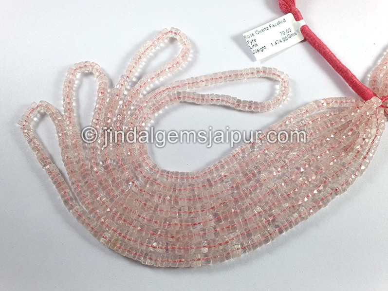 Rose Quartz Faceted Tyre Shape Beads