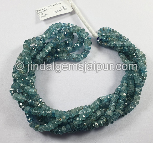 Blue Zircon Faceted Roundelle Shape Beads