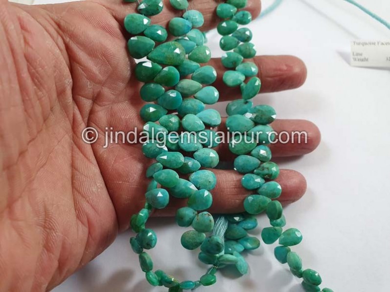 Natural Greenish Blue Turquoise Faceted Pear Shape Beads