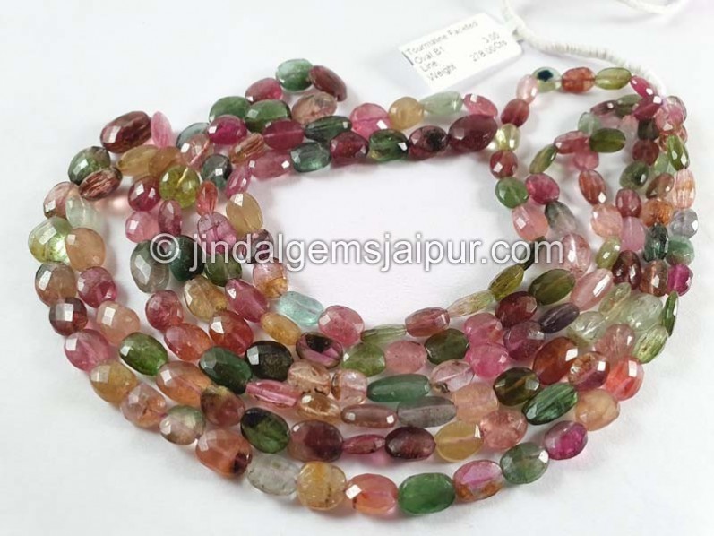 Tourmaline Faceted Oval Beads