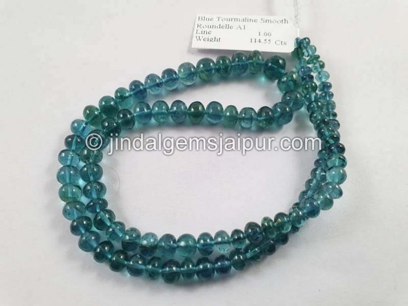 Blue Tourmaline Smooth Roundelle Beads