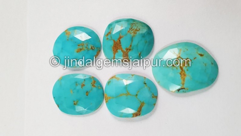 Golden Spiderweb Turquoise Rose Cut Slices