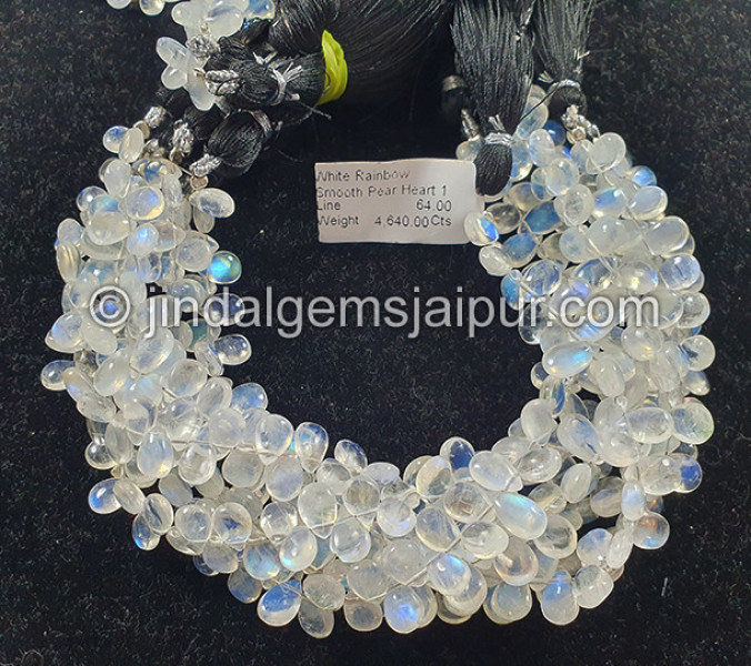 White Rainbow Smooth Pear Shape Beads