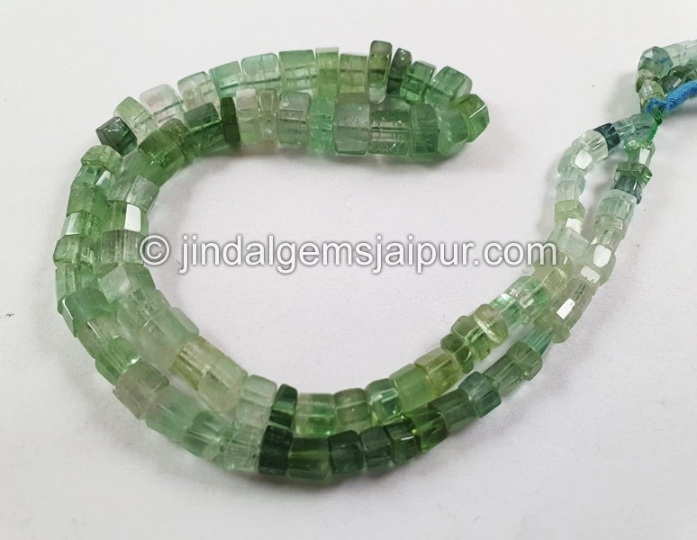 Green Tourmaline Shaded Step Cut Roundelle Beads