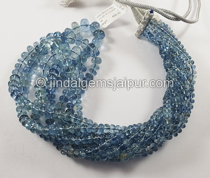 Santa Maria Aquamarine Smooth Roundelle Beads
