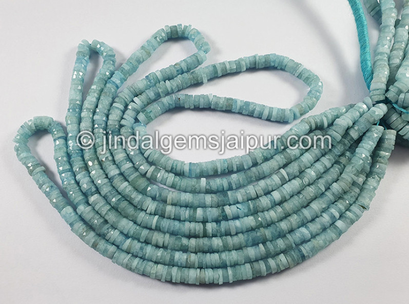 Aquamarine Stabilized Faceted Tyre Shape Beads
