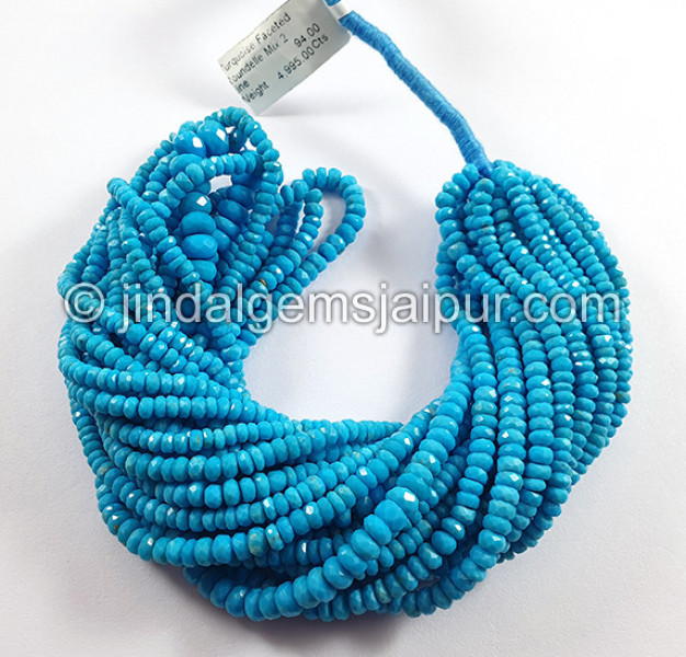 Turquoise Faceted Roundelle Shape Mix Beads