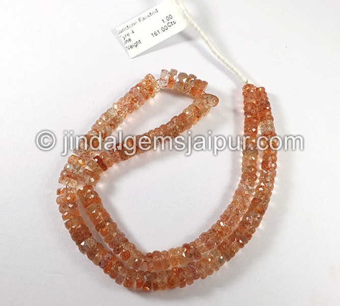 Sunstone Faceted Tyre Shape Beads