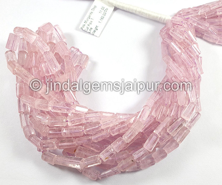 Pink Morganite Step Cut Pipe Shape Beads