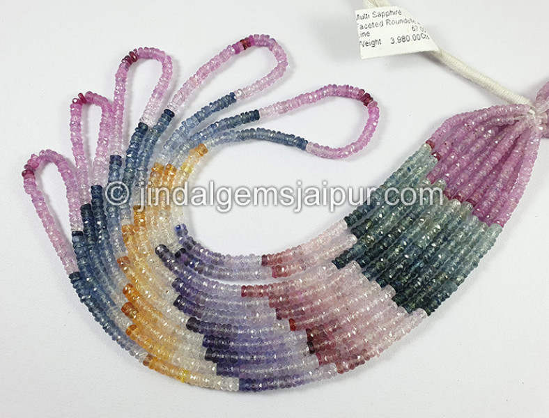 Multi Sapphire Faceted Roundelle Shape Beads