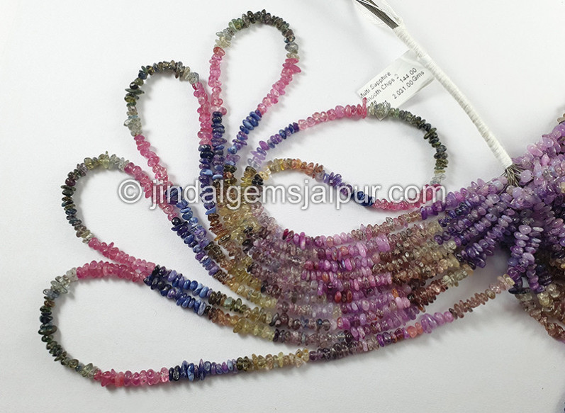 Multi Sapphire Smooth Chips Beads